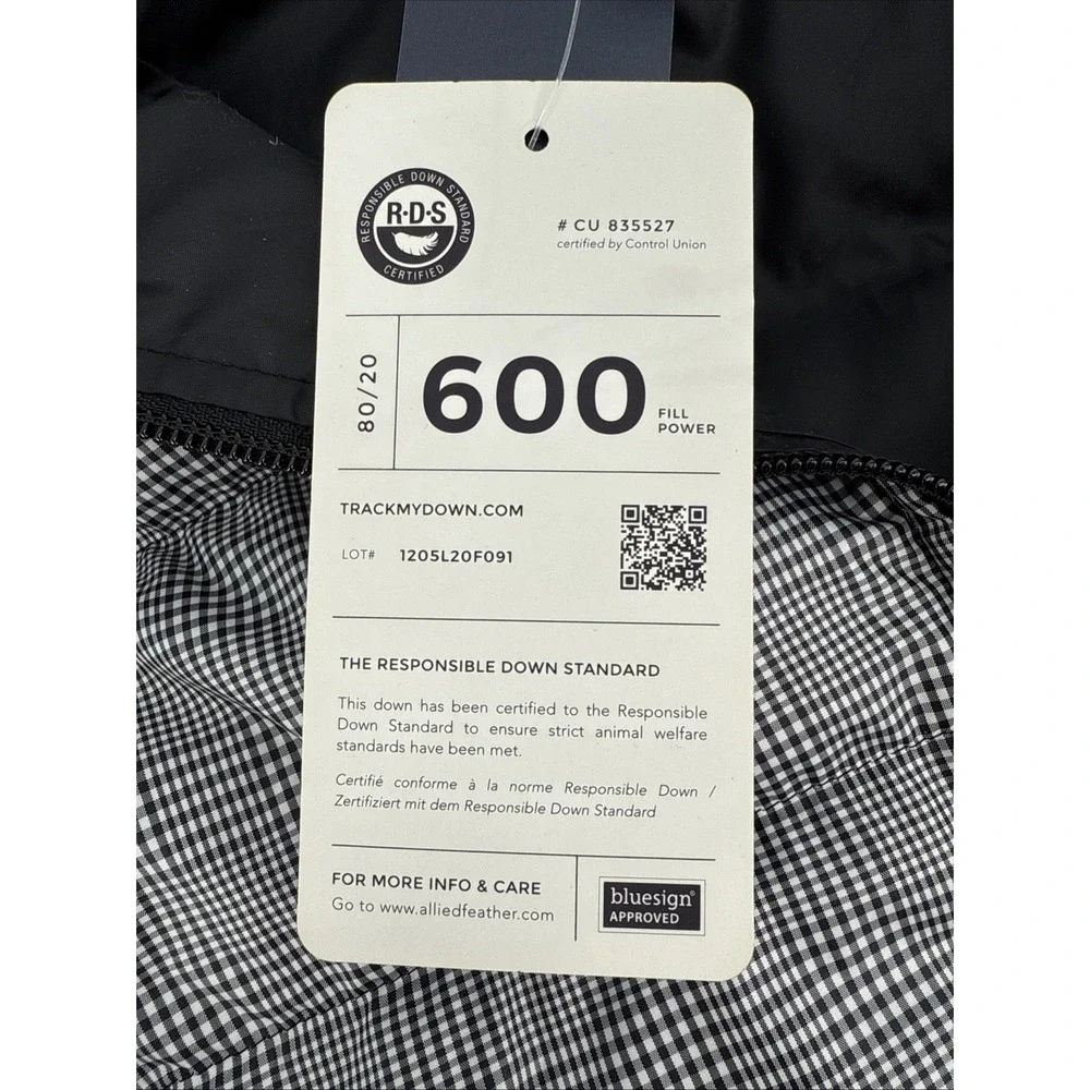 Lands End Vest Women L Down‎ Puffer 600 Fill Water Resistant Black Check Outdoor